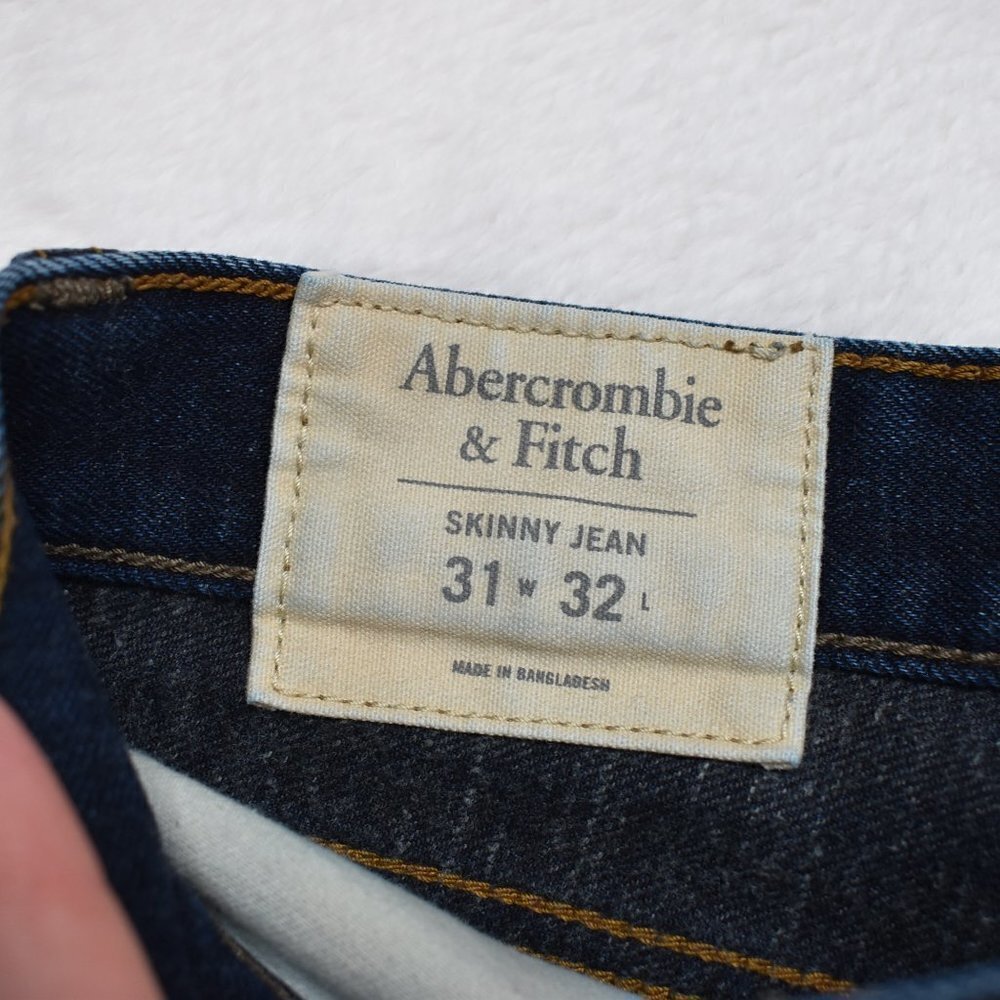Abercrombie & Fitch Mens Jeans Sz 31 X 32 Skinny Mid Rise Dark Wash 5 Pocket - Picture 9 of 16